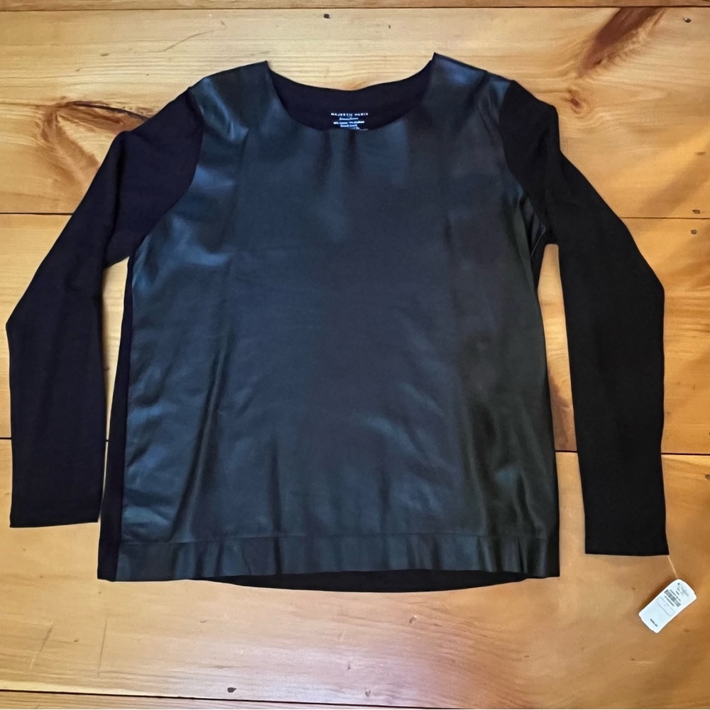 Majestic Paris for Neiman Marcus Leather and Viscose Top